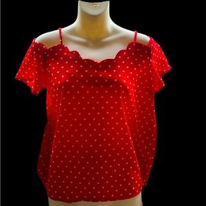 Cold shoulder polka dot blouse